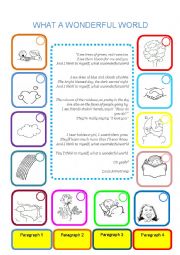 English Worksheet: What a wonderful world