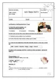 English Worksheet: mid term test 2 9th form