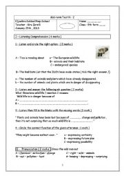 English Worksheet: mid-term test N:2