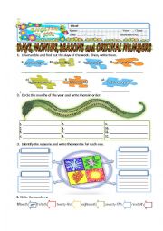 English Worksheet: DAYS, MONTHS AND SEASONS