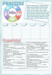 English Worksheet: Prefixes