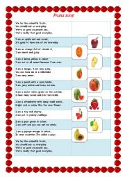 English Worksheet: fruit song