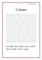 English Worksheet: Wordsearch: Colours