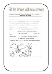 English Worksheet: Was and Were