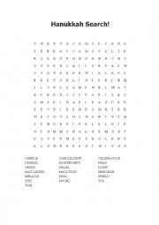 English Worksheet: hanukkha  word search