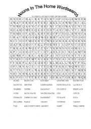 English Worksheet: Nouns in the Home Wordsearch activity