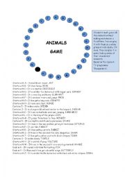 English Worksheet: Animals Game