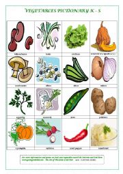 English Worksheet: VEGETABLE PICTIONARY K - S