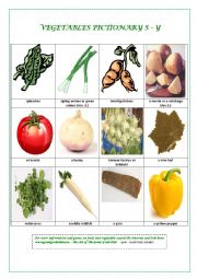 English Worksheet: VEGETABLE PICTIONARY S - Y