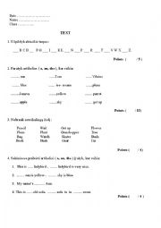 English Worksheet: Test 3rd form