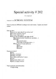 English Worksheet: Pen pal activity - school system