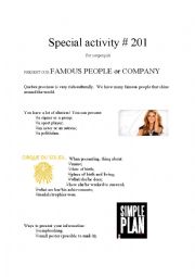 English Worksheet: Pen pal activity - famous people