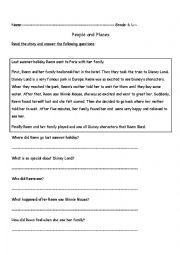 English Worksheet: narrative reading comprehension