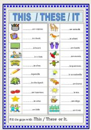 English Worksheet: This / These / It