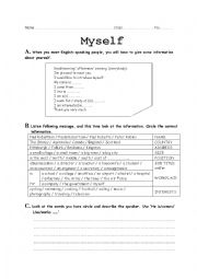 English Worksheet: myself