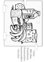 English Worksheet: food and colours