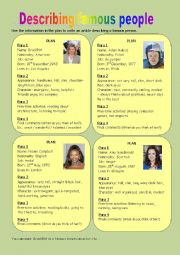 English Worksheet: Describing famous people