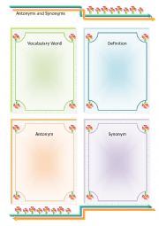 Antonym and Synonym Sheet