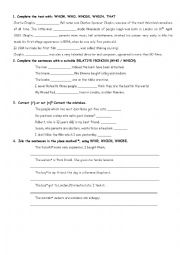 English Worksheet: relative pronouns