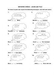 English Worksheet: REPORTED SPEECH