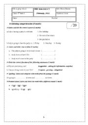 English Worksheet: Mid-term  2 8th form test 