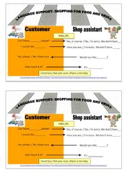 English Worksheet: Shopping for food and drink - Language Support for a role play 
