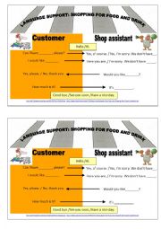 English Worksheet: Shopping for food and drink - Language Support for a role play 