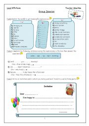 8 Th Form Group Session Worksheet