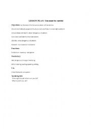 English Worksheet: lesson plan you must be careful