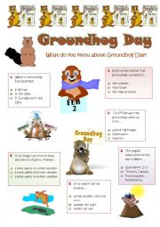 English Worksheet: GROUNDHOG DAY - 2nd February - Quiz