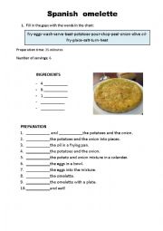 English Worksheet: Spanish Omelette Recipe