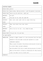 English Worksheet: despicable me script worksheet answer