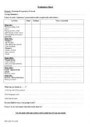project work evalution sheet