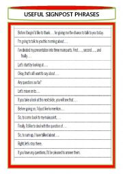 English Worksheet: USEFUL SIGNPOST PHRASES