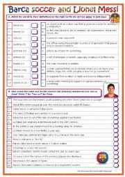 English Worksheet: Barca Soccer and Lionel Messi (video listening activity)