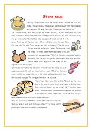 English Worksheet: Stone soup 1 + KEY