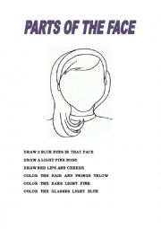 English Worksheet: draw and paint parts of the face