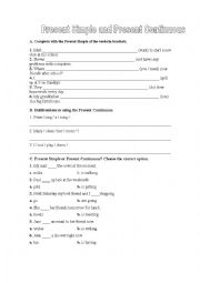 English Worksheet: Present Simple and Present Continuous