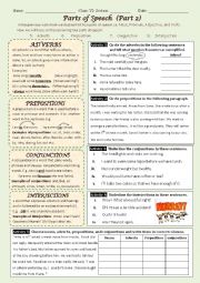 English Worksheet: Parts of Speech 2