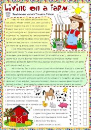 English Worksheet: Living on a farm - reading