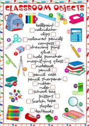 English Worksheet: Classroom objects - matching