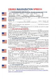 English Worksheet: OBAMA INAUGURATION SPEECH 2013