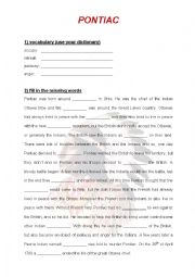 English Worksheet: Pontiac - Chief of the Indian Ottawa