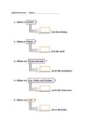 English Worksheet: Proper nouns to subject pronouns