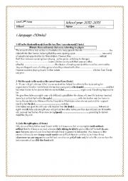 English Worksheet: end of term test n2 second form