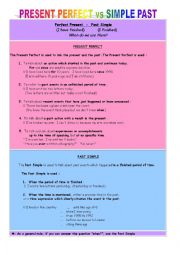 English Worksheet: PRESENT PERFECT VS SIMPLE PAST