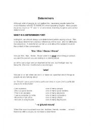 English Worksheet: Determiners Guide