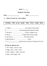 Grade 1 Assorted Vocabulary Exercise