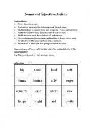 Nouns and Adjectives Activity