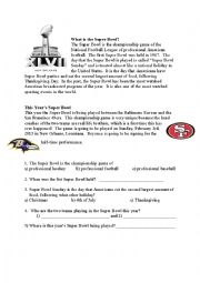 English Worksheet: Super Bowl 2013